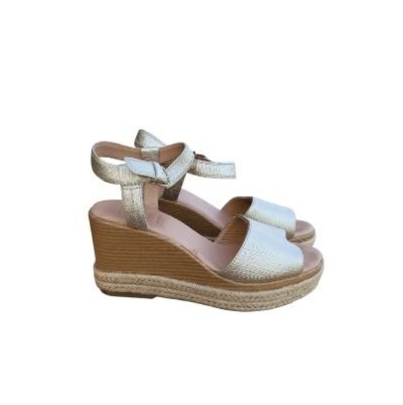 Sperry Shoes - Sperry Topsider Plushwave Fairwater Metallic Gold Tan Leather Espadrille Wedge 9